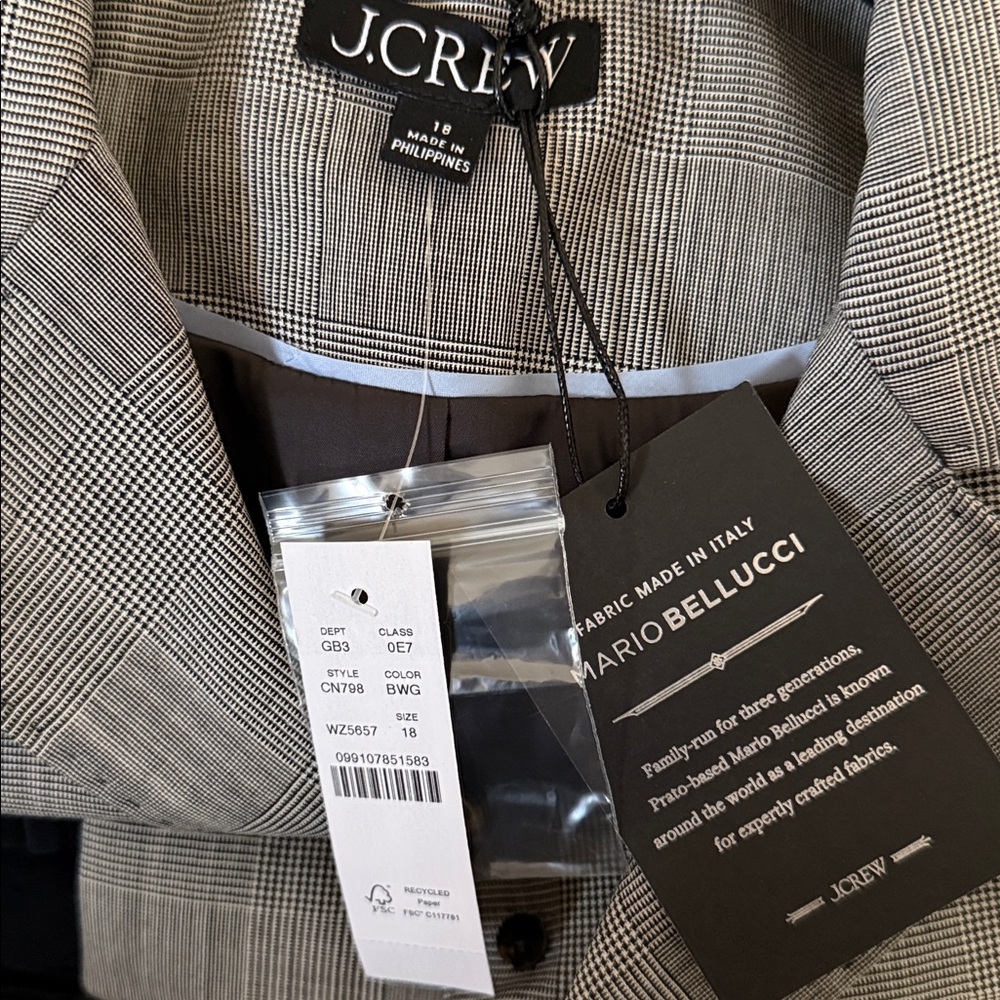 NWT J. Crew Cropped Lady Blazer in Plaid Italian Gauzy Wool Blend - Picture 9 of 14